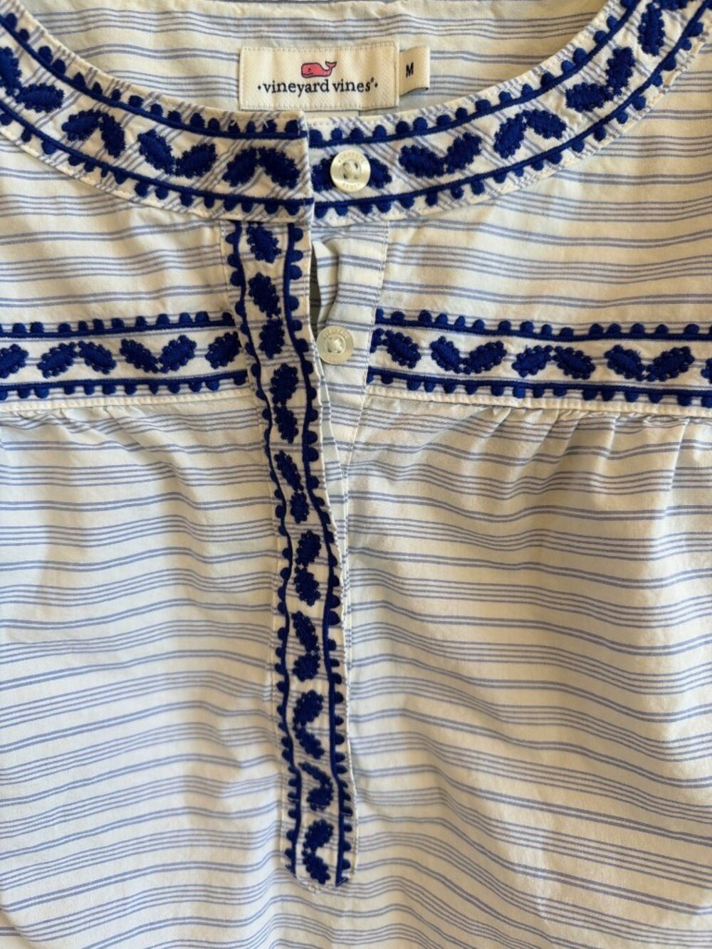 Vineyard Vines resort stripe embroidered top blue Medium Cotton - Picture 4 of 10